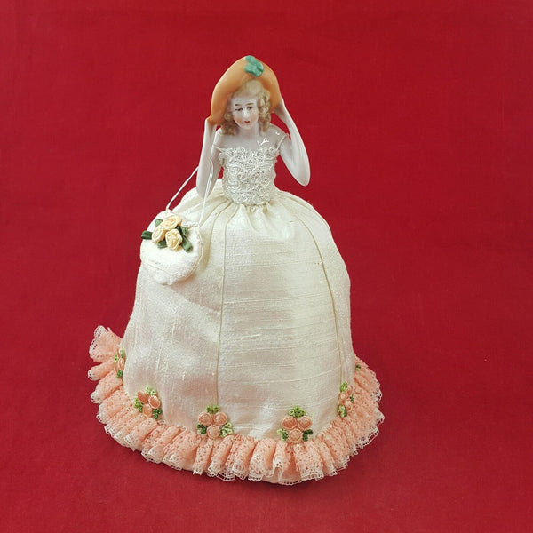 Vintage Porcelain Pin Cushion Half Doll Dressed - 7042 OA