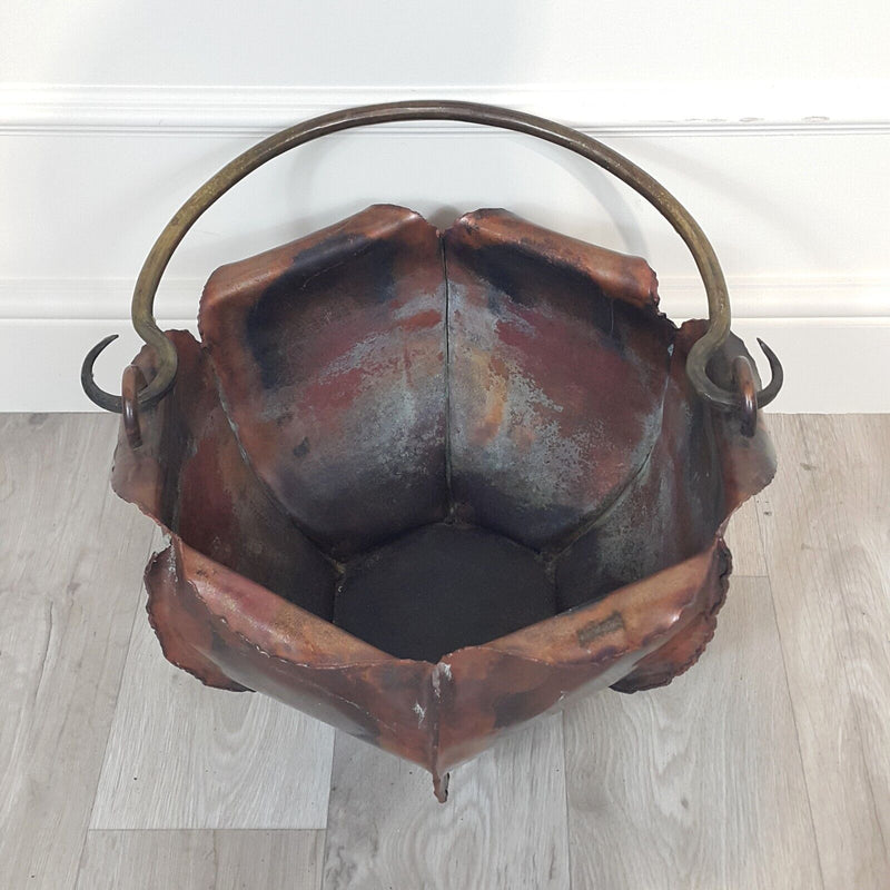 Antique Wrought Iron And Copper Bucket - F281